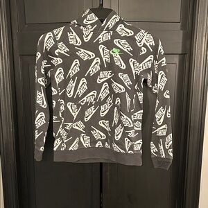 Nike Gray and White Logo Men's Crewneck Sweater